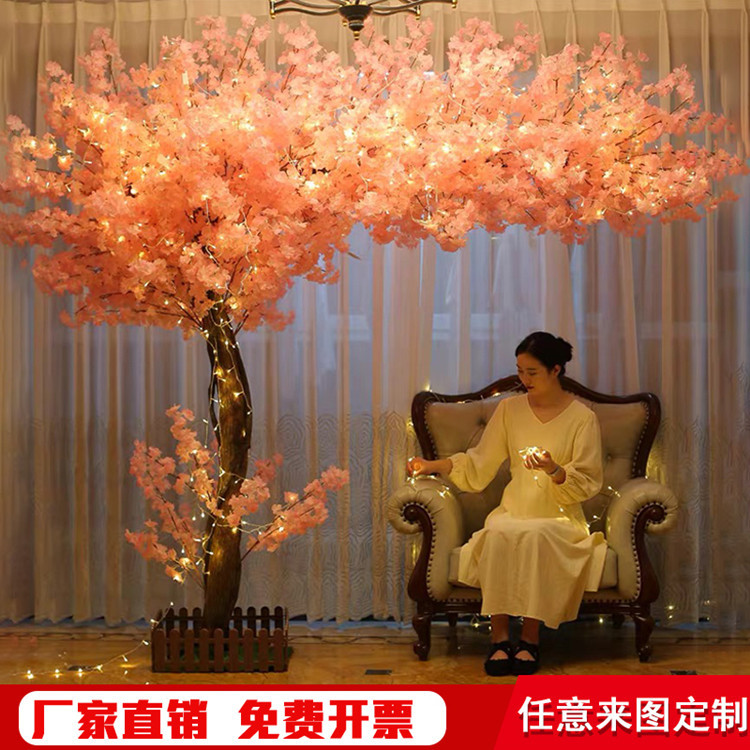 Artificial Cherry Tree Peach Tree Large Cherry Blossom Tree Pink Fake Trees Interior Decoration Hotel Mall Lobby Wedding Landscape