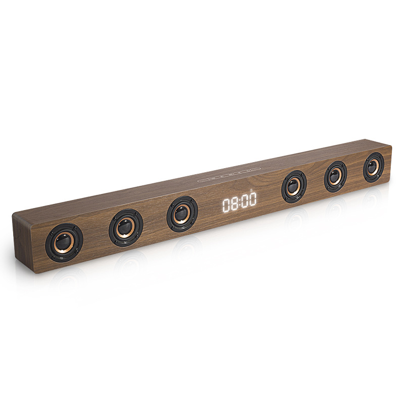 D80 New Wooden Home Wireless Bluetooth Home TV Sounderbar HDMI Remote Control Clock Speaker