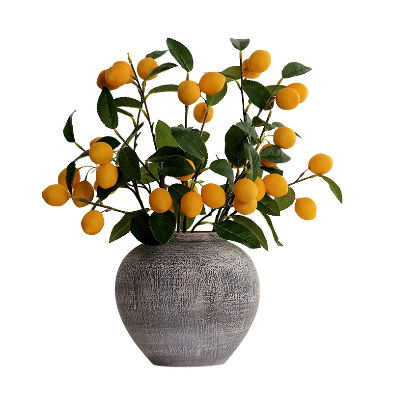 Resin Simulation Fake Lemon Fruit Branches Indoor Living Room Furnishings Imitative Tree Artificial Flower Home Decoration