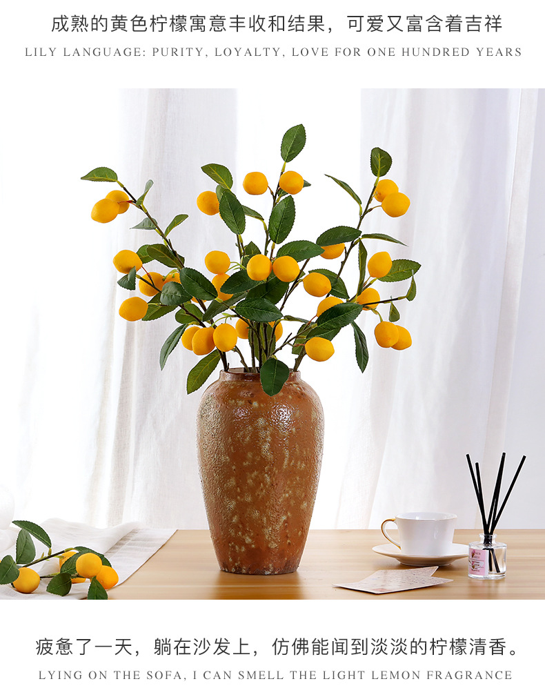 Resin Simulation Fake Lemon Fruit Branches Indoor Living Room Furnishings Imitative Tree Artificial Flower Home Decoration Resin Simulation Fake Lemon Fruit Branches Indoor Living Room Furnishings Imitative Tree Artificial Flower Home Decoration