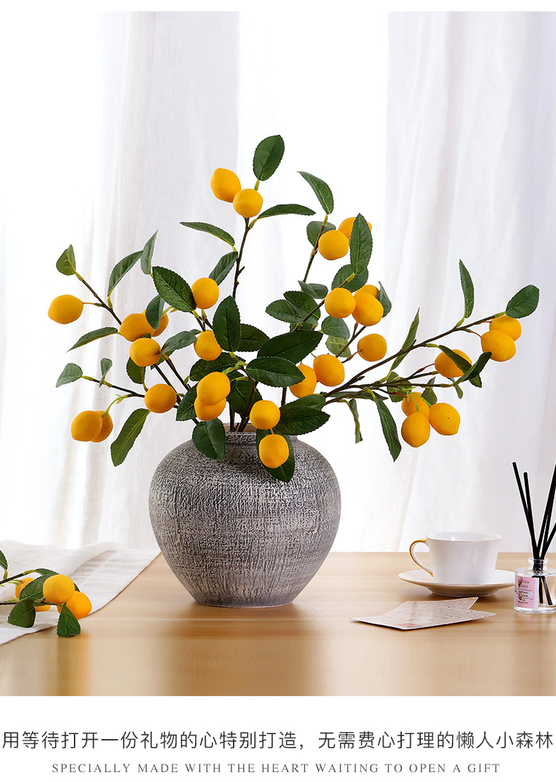 Resin Simulation Fake Lemon Fruit Branches Indoor Living Room Furnishings Imitative Tree Artificial Flower Home Decoration Resin Simulation Fake Lemon Fruit Branches Indoor Living Room Furnishings Imitative Tree Artificial Flower Home Decoration