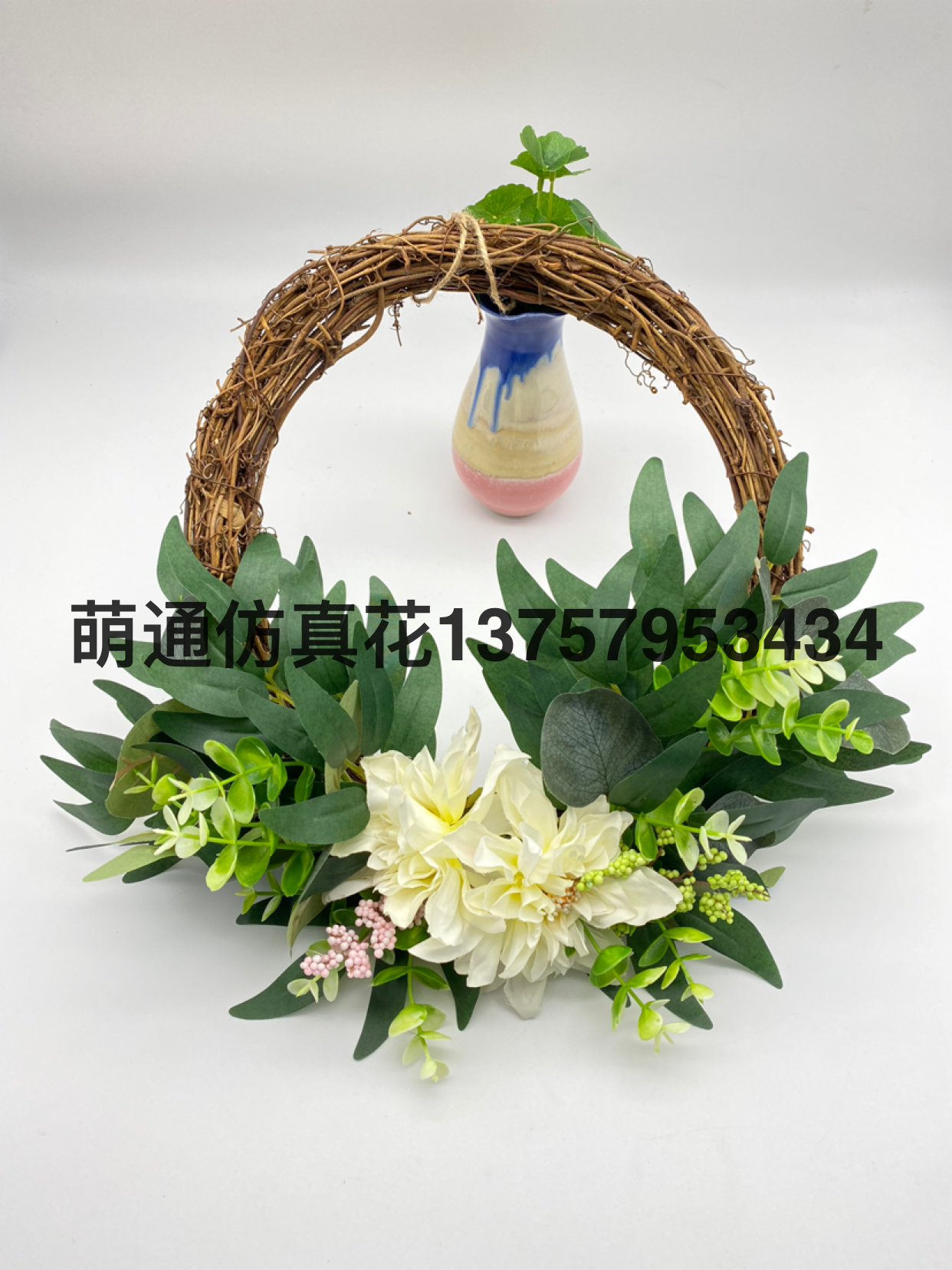Christmas Wreath, Artificial Flower Leaf, Imitative Tree, Circle, Garland,