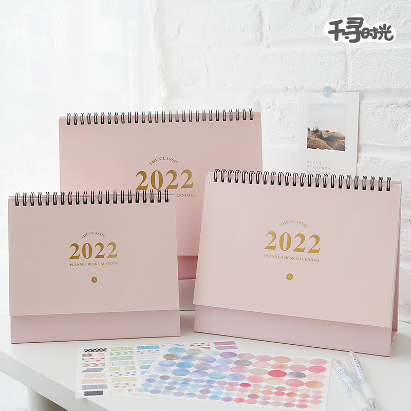 Chihuahua Time 2022 Pink Enhanced Desk Calendar Creative Simple and Fresh Office Desk Decoration Clock-in Calendar
