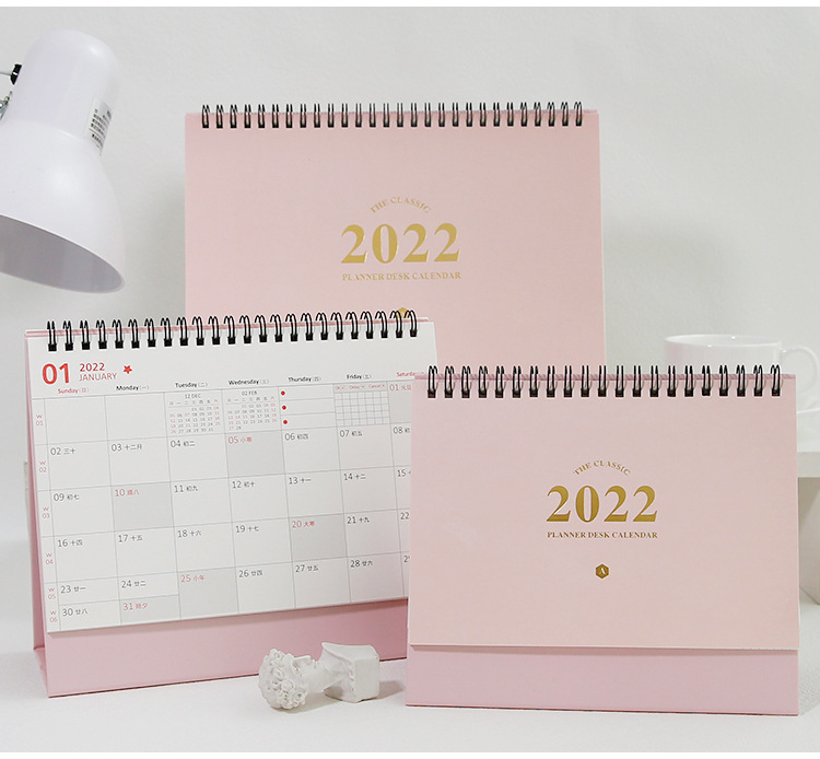Chihuahua Time 2022 Pink Enhanced Desk Calendar Creative Simple and Fresh Office Desk Decoration Clock-in Calendar