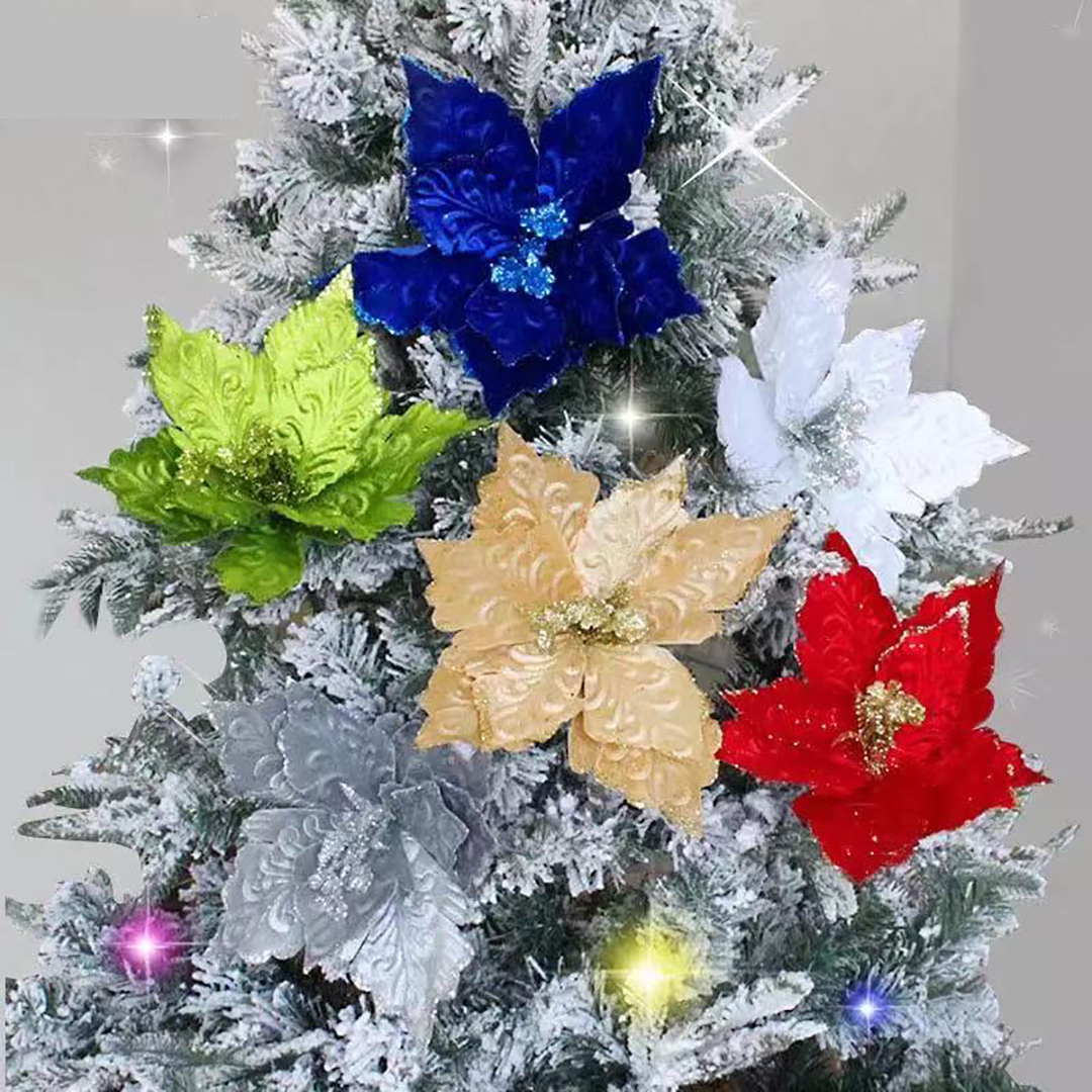 Artificial Flowers For Christmas Decor Sequins Poinsettia Fake Flowers Wedding Xmas Tree New Year Decor For Home Artificial Flowers For Christmas Decor Sequins Poinsettia Fake Flowers Wedding Xmas Tree New Year Decor For Home