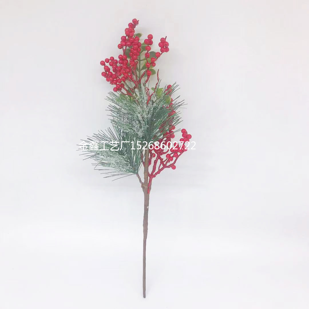Christmas Berry Artificial Pinecone Red Fruit for Christmas Decoration Fake Flower Artificial Pine Tree Branches