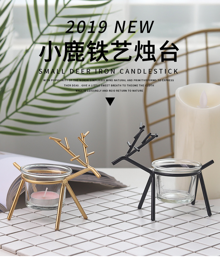 Wholesale Nordic simple creative Tie Yi deer candlestick household desktop atmosphere decorate candle table decoration