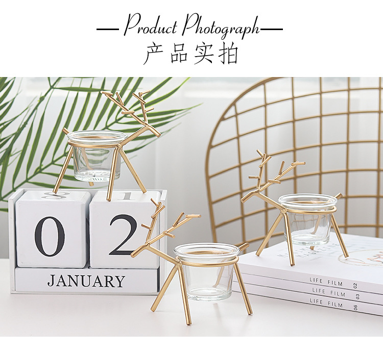 Wholesale Nordic simple creative Tie Yi deer candlestick household desktop atmosphere decorate candle table decoration