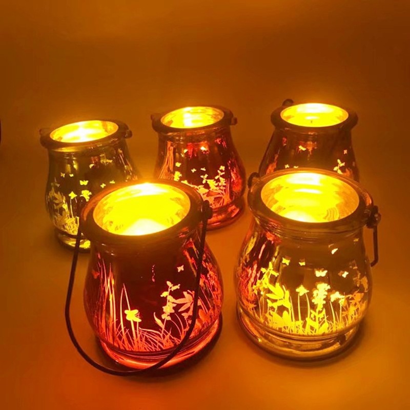 Indoor Holiday LED Light Battery Box Color Binaural Glass Candlestick Lamp Copper Wire Lamp String Decorative Atmosphere Night Light