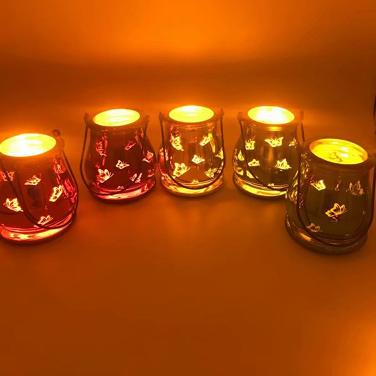 Indoor Holiday LED Light Battery Box Color Binaural Glass Candlestick Lamp Copper Wire Lamp String Decorative Atmosphere Night Light