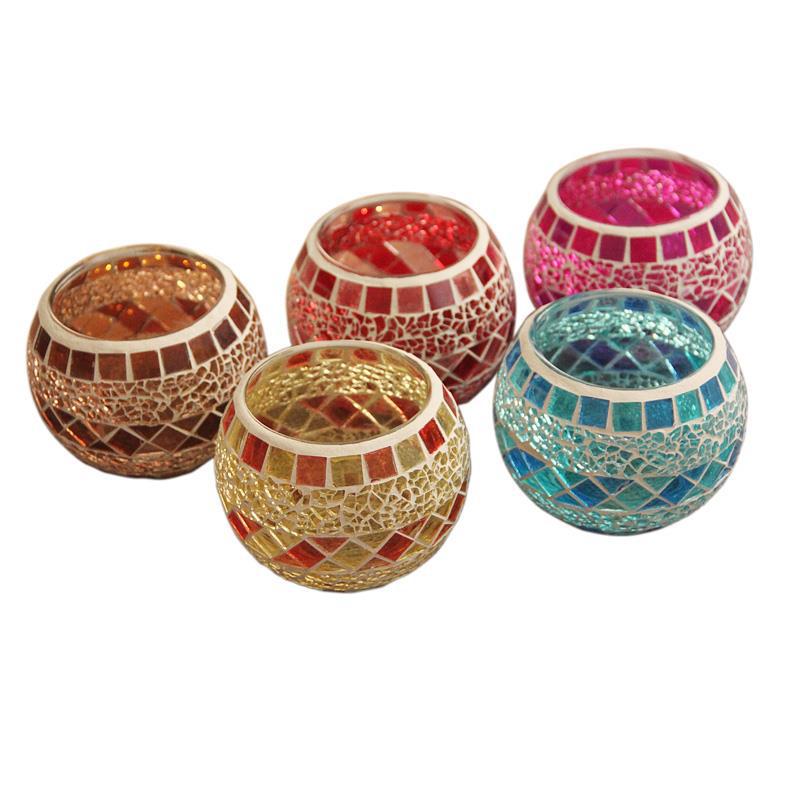 Colorful Mosaic Glass Candlestick Romantic Ornaments Gift DIY Incense Cup Candle Cup Succulent Flower Pot Pen Holder
