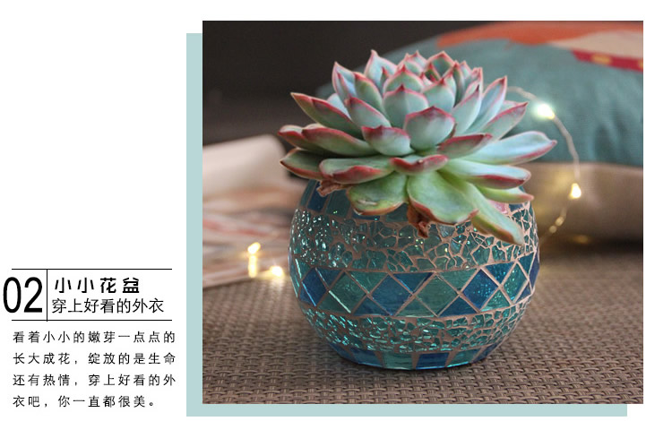 Colorful Mosaic Glass Candlestick Romantic Ornaments Gift DIY Incense Cup Candle Cup Succulent Flower Pot Pen Holder