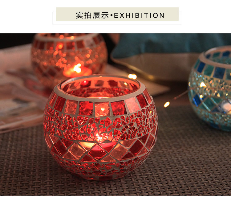 Colorful Mosaic Glass Candlestick Romantic Ornaments Gift DIY Incense Cup Candle Cup Succulent Flower Pot Pen Holder