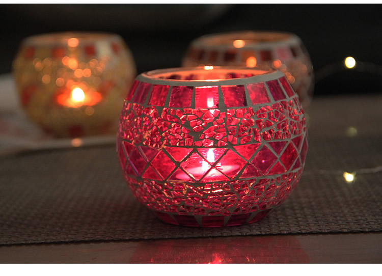 Colorful Mosaic Glass Candlestick Romantic Ornaments Gift DIY Incense Cup Candle Cup Succulent Flower Pot Pen Holder