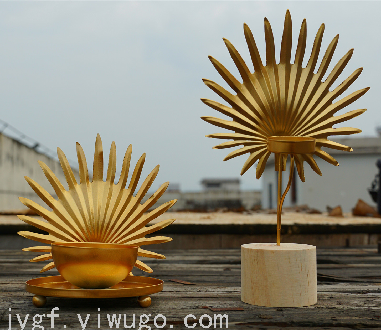 Sunflower Leaf Candlestick Decorations Golden Nordic Industrial Style Ins Living Room Crafts Metal Hallway Home Living Room