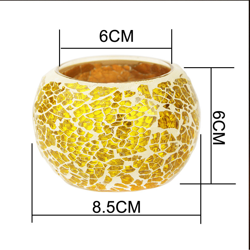 European-Style Golden Mosaic Glass Ball Candlestick Romantic Candlelight Fashion Ornament Furnishing
