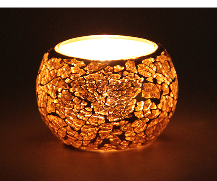 European-Style Golden Mosaic Glass Ball Candlestick Romantic Candlelight Fashion Ornament Furnishing