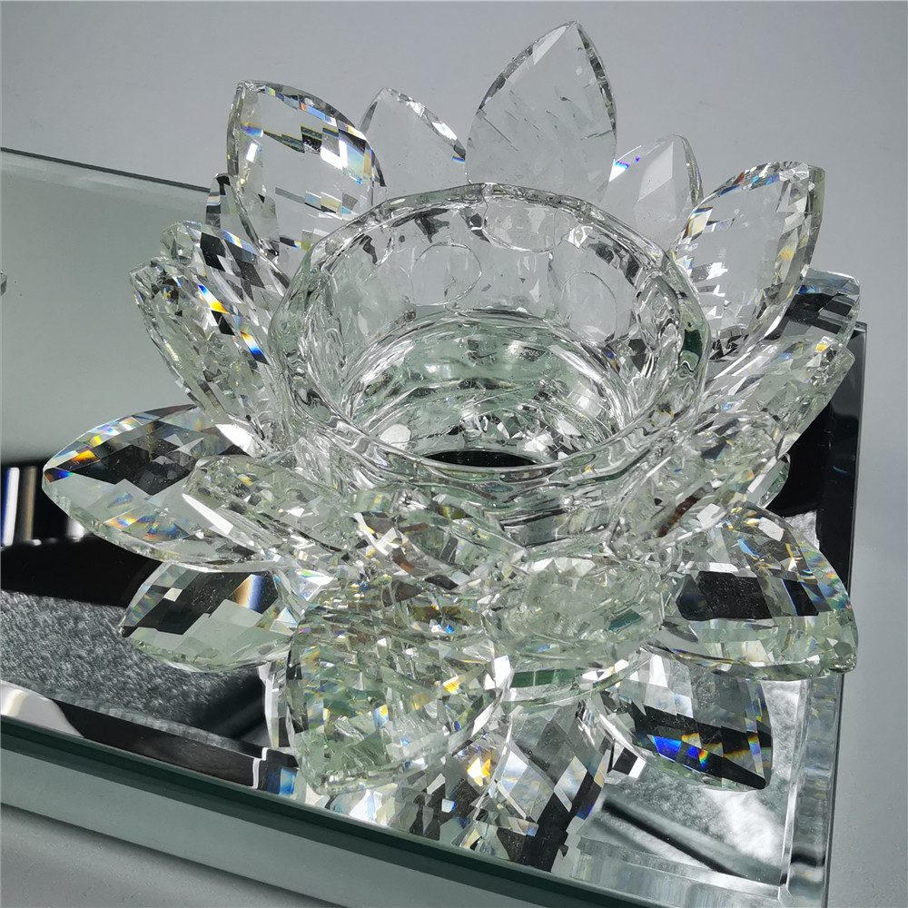 Crystal Lotus Candlestick Candle Holder 3-Head Candlestick