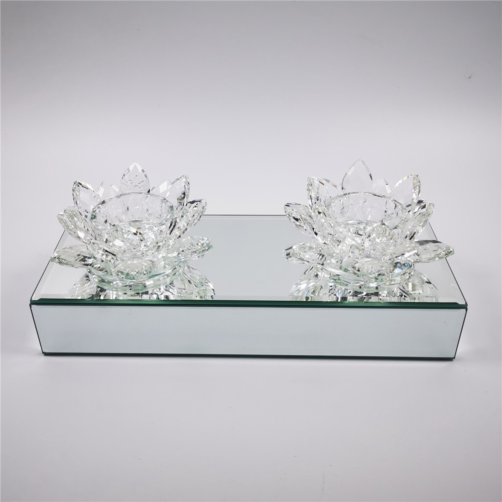 Crystal Lotus Candlestick Candle Holder 3-Head Candlestick
