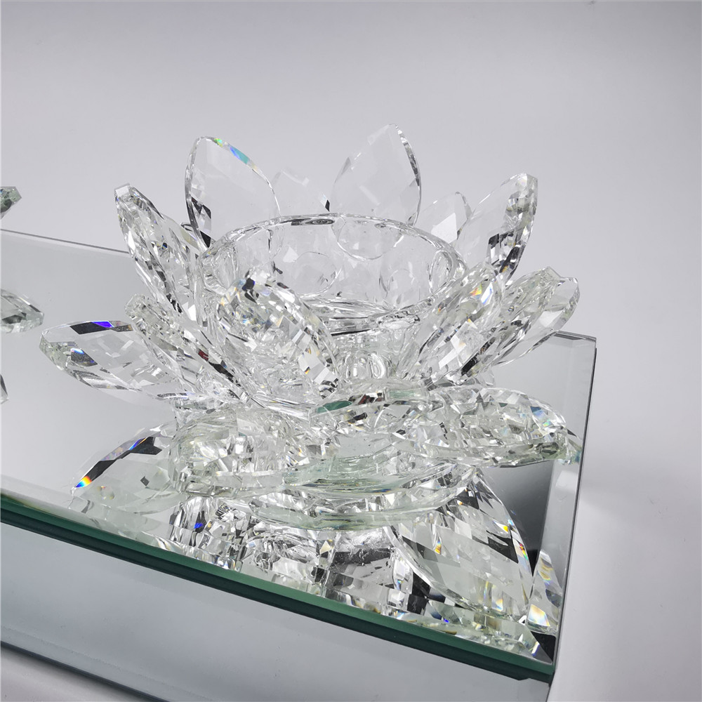 Crystal Lotus Candlestick Candle Holder 3-Head Candlestick