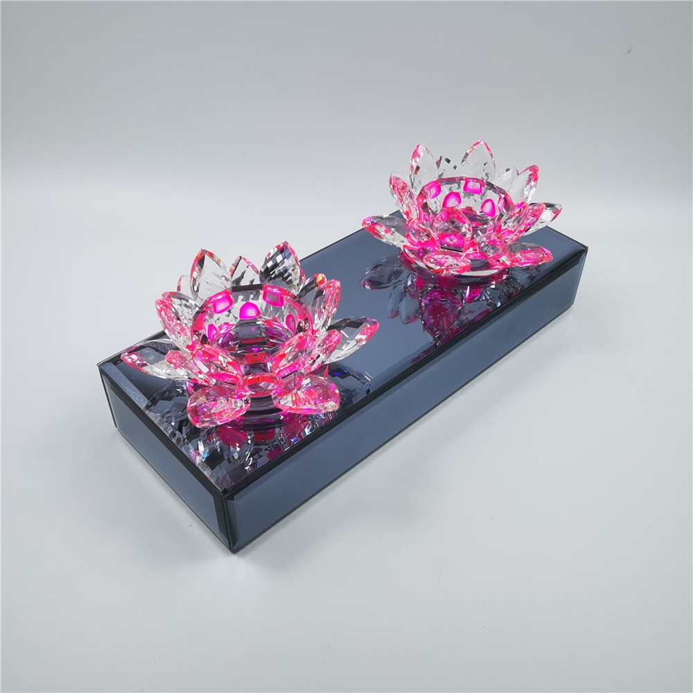 Crystal Lotus Candlestick Candle Holder 3-Head Candlestick