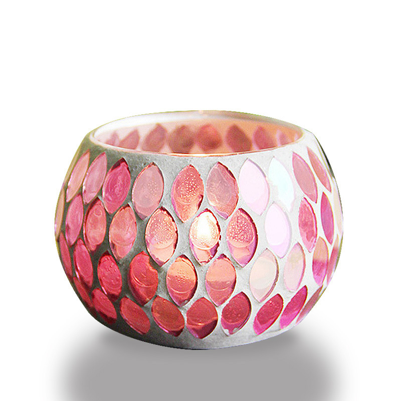 Fashion European Style Colorful Ball Mosaic Glass Candlestick Romantic Candlelight Dinner Bar Western Restaurant Decoration