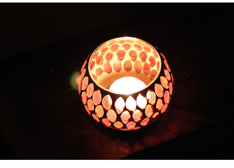 Fashion European Style Colorful Ball Mosaic Glass Candlestick Romantic Candlelight Dinner Bar Western Restaurant Decoration