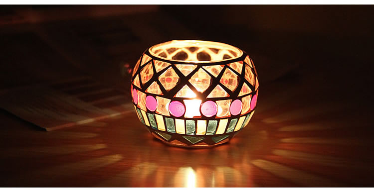 Fashion European Style Colorful Ball Mosaic Glass Candlestick Romantic Candlelight Dinner Bar Western Restaurant Decoration