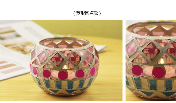 Fashion European Style Colorful Ball Mosaic Glass Candlestick Romantic Candlelight Dinner Bar Western Restaurant Decoration