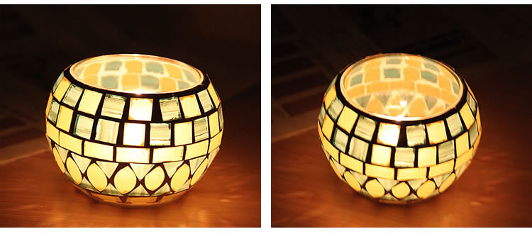 Fashion European Style Colorful Ball Mosaic Glass Candlestick Romantic Candlelight Dinner Bar Western Restaurant Decoration