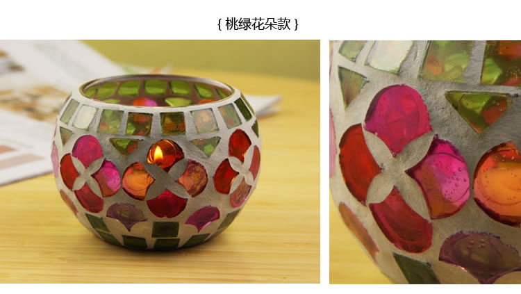 Fashion European Style Colorful Ball Mosaic Glass Candlestick Romantic Candlelight Dinner Bar Western Restaurant Decoration