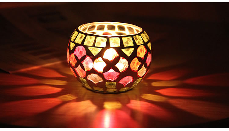 Fashion European Style Colorful Ball Mosaic Glass Candlestick Romantic Candlelight Dinner Bar Western Restaurant Decoration