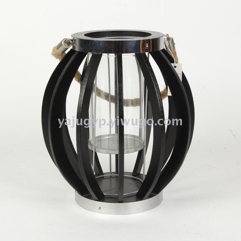 Wrought iron candlestick furnishing piece creative hollow-out windproof lamp retro European scented candle table furnishing piece metal