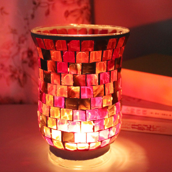 European Style Forest Green Hongjin Handmade Mosaic Glass Candlestick Candle Cup Romantic Confession Bar Party Props