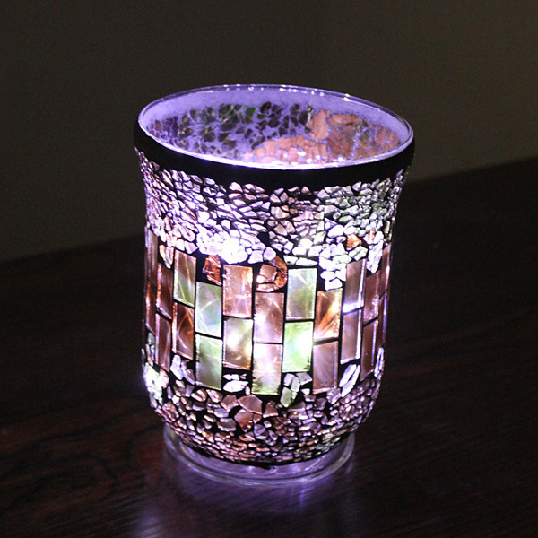 European Style Forest Green Hongjin Handmade Mosaic Glass Candlestick Candle Cup Romantic Confession Bar Party Props
