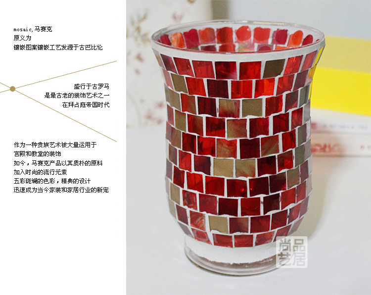 European Style Forest Green Hongjin Handmade Mosaic Glass Candlestick Candle Cup Romantic Confession Bar Party Props