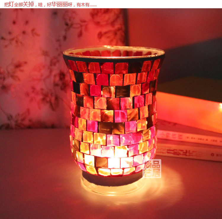 European Style Forest Green Hongjin Handmade Mosaic Glass Candlestick Candle Cup Romantic Confession Bar Party Props