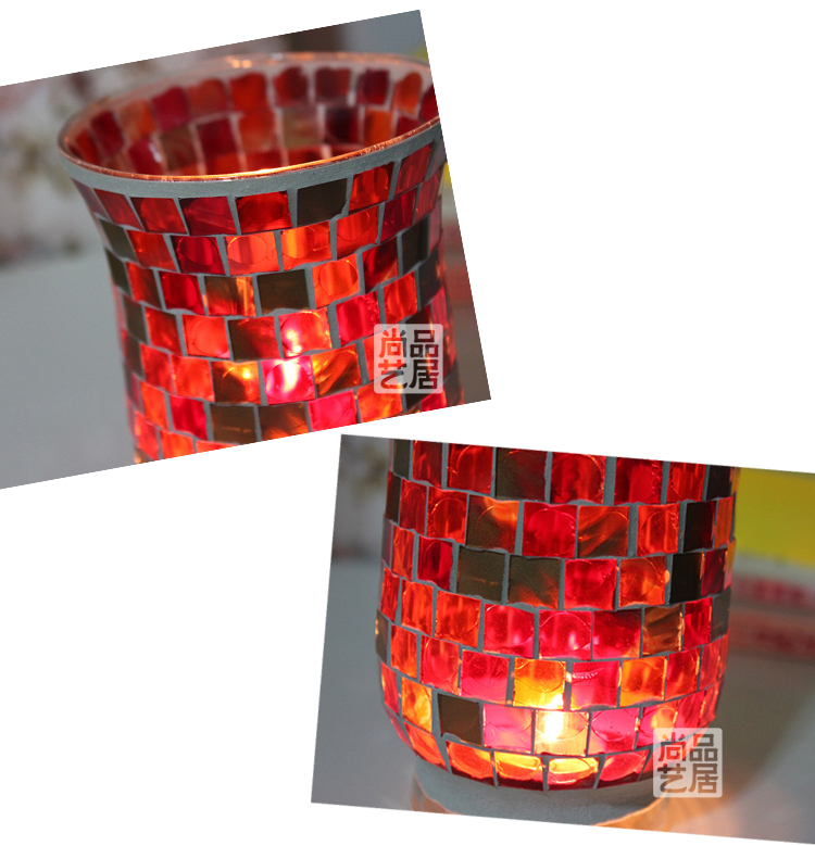 European Style Forest Green Hongjin Handmade Mosaic Glass Candlestick Candle Cup Romantic Confession Bar Party Props