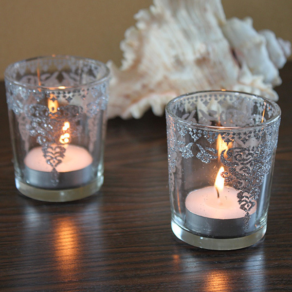 Red Silver European Romantic Tass Glass Candlestick Bar Party Wedding Props