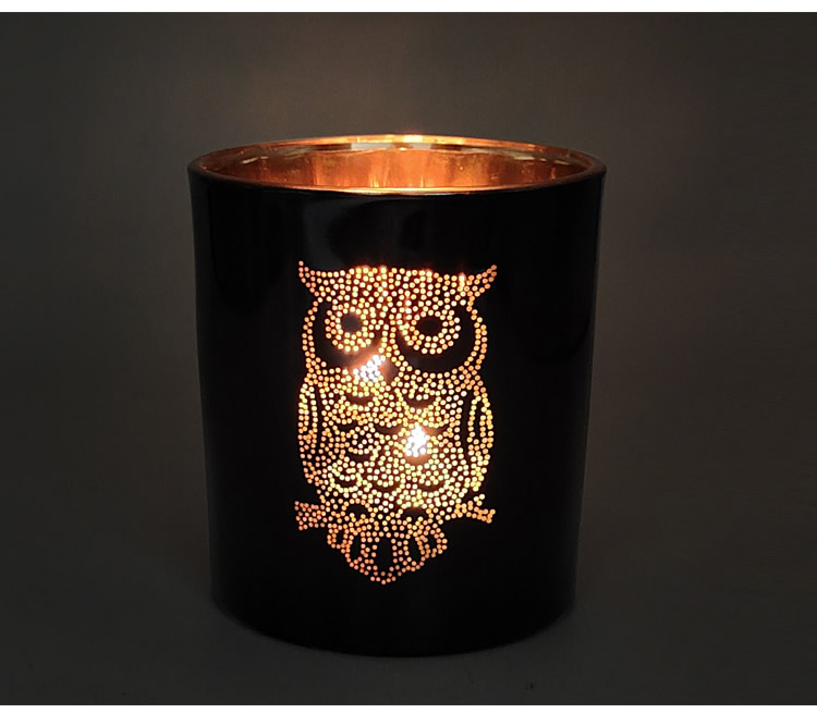 Romantic Golden Owl Black Glass Candlestick DIY Candle Holder Empty Cup Home Decoration Ornaments Romantic Golden Owl Black Glass Candlestick DIY Candle Holder Empty Cup Home Decoration Ornaments