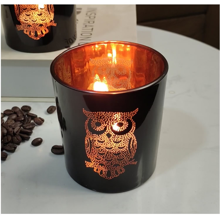 Romantic Golden Owl Black Glass Candlestick DIY Candle Holder Empty Cup Home Decoration Ornaments Romantic Golden Owl Black Glass Candlestick DIY Candle Holder Empty Cup Home Decoration Ornaments