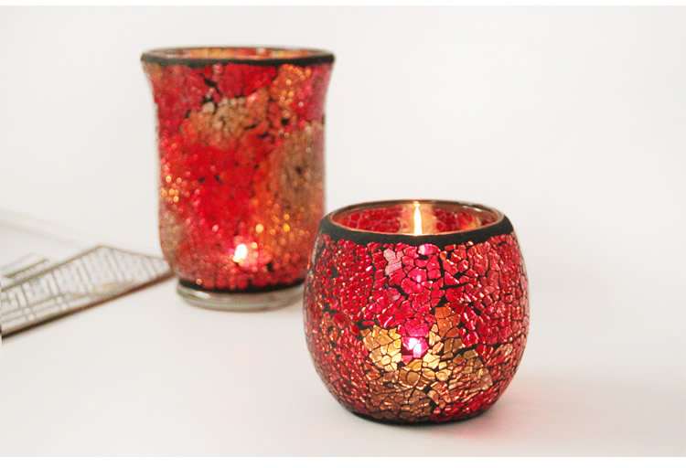 European Style Orange Red Handmade Mosaic Glass Candlestick Modern Home Romantic Candlelight Dinner Ornament Furnishing European Style Orange Red Handmade Mosaic Glass Candlestick Modern Home Romantic Candlelight Dinner Ornament Furnishing
