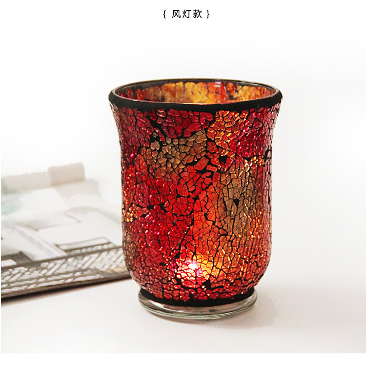 European Style Orange Red Handmade Mosaic Glass Candlestick Modern Home Romantic Candlelight Dinner Ornament Furnishing European Style Orange Red Handmade Mosaic Glass Candlestick Modern Home Romantic Candlelight Dinner Ornament Furnishing