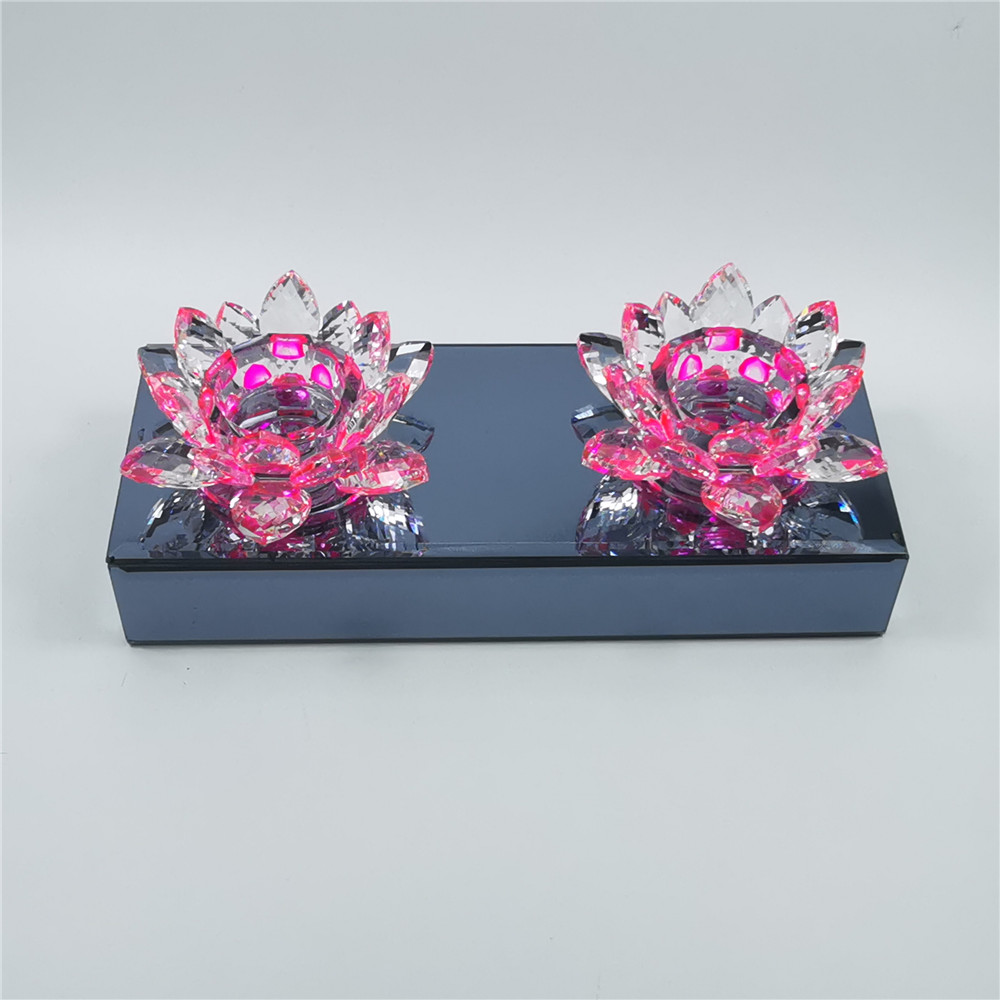 Crystal Lotus Candlestick Candle Holder 3 Head Candlestick