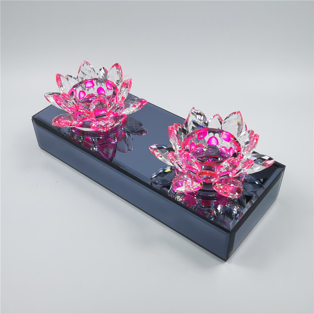 Crystal Lotus Candlestick Candle Holder 3 Head Candlestick