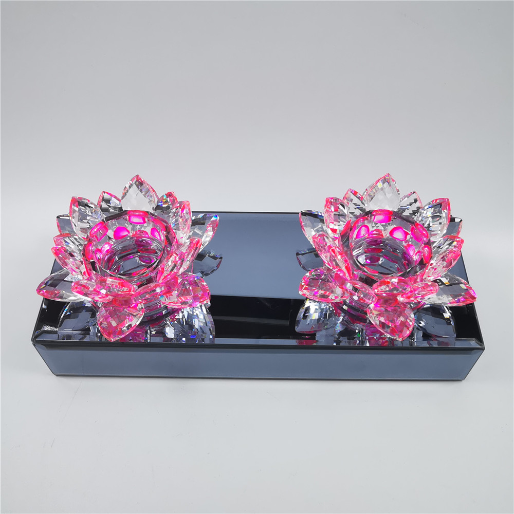Crystal Lotus Candlestick Candle Holder 3 Head Candlestick