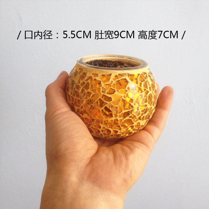 European-Style Golden Mosaic Glass Candlestick Romantic Candlelight Dinner Confession Gift Bar Decoration Decoration Props