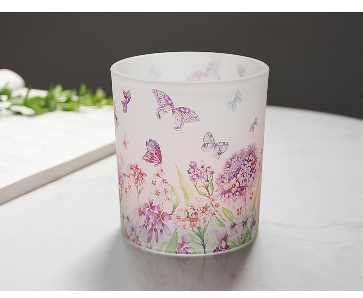 New Romantic Purple Butterfly Printed Glass Candlestick Ornament Furnishing DIY Incense Candle Empty Cup New Romantic Purple Butterfly Printed Glass Candlestick Ornament Furnishing DIY Incense Candle Empty Cup
