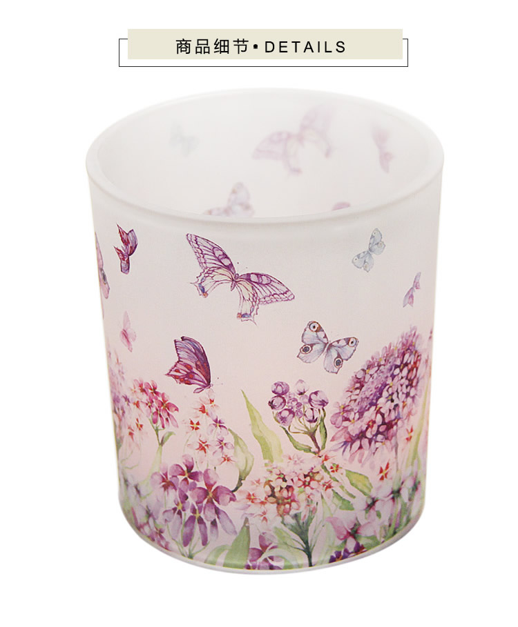 New Romantic Purple Butterfly Printed Glass Candlestick Ornament Furnishing DIY Incense Candle Empty Cup New Romantic Purple Butterfly Printed Glass Candlestick Ornament Furnishing DIY Incense Candle Empty Cup