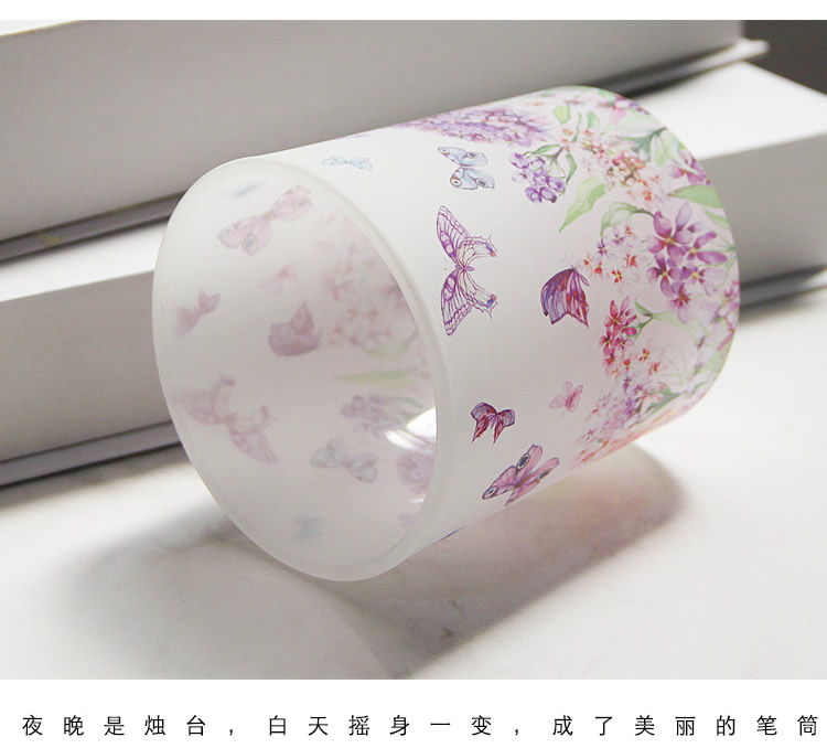 New Romantic Purple Butterfly Printed Glass Candlestick Ornament Furnishing DIY Incense Candle Empty Cup New Romantic Purple Butterfly Printed Glass Candlestick Ornament Furnishing DIY Incense Candle Empty Cup